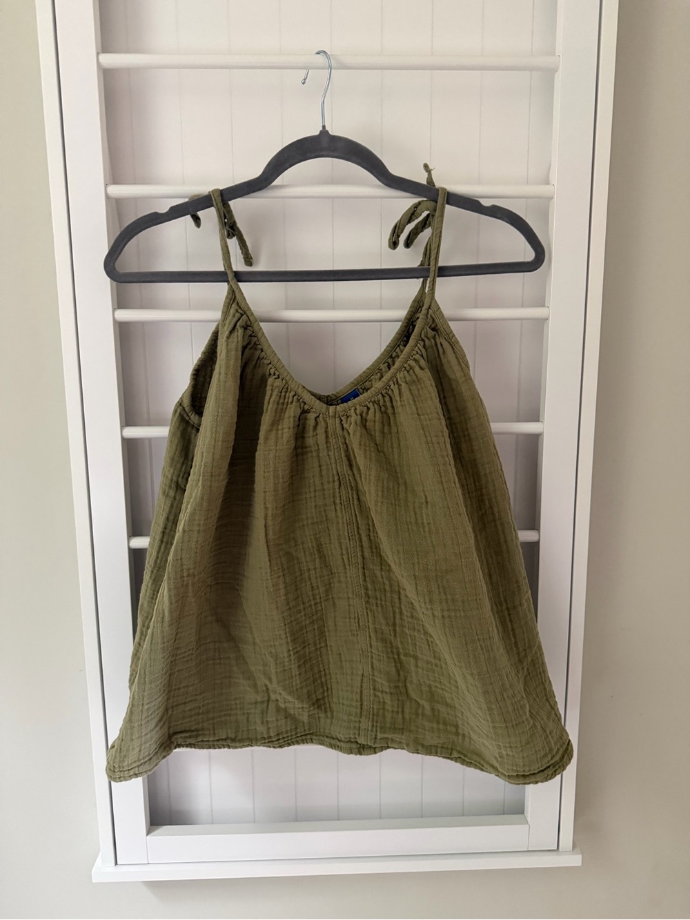 Old Navy Olive Tie-Strap Cotton Gauze swing tank